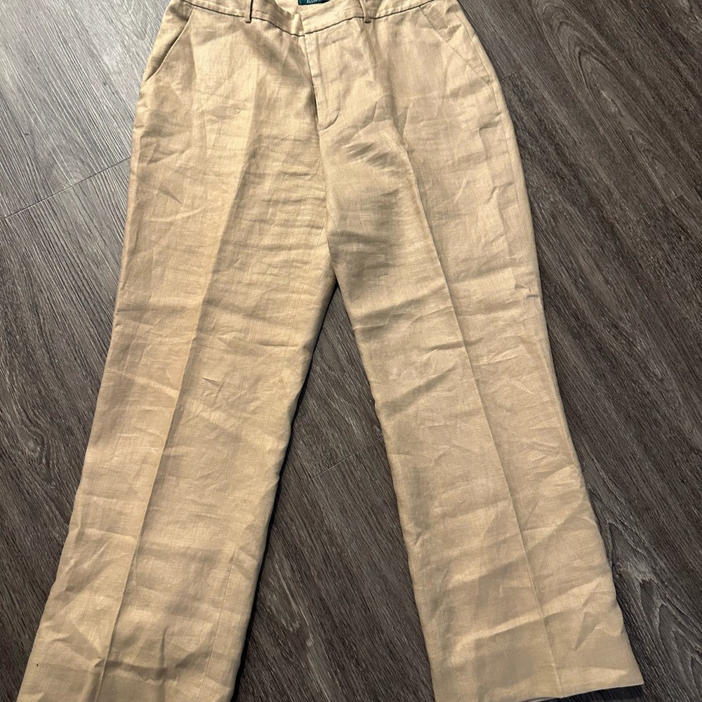 Ralph Lauren Tan Linen Pants size 8 EUC